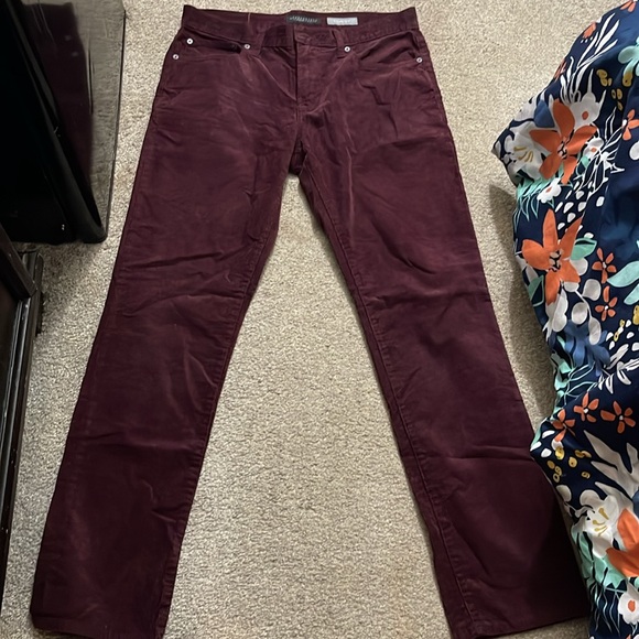 Men’s Skinny Stretch Corduroy Pants - 32x32 - Burgundy - Picture 2 of 5